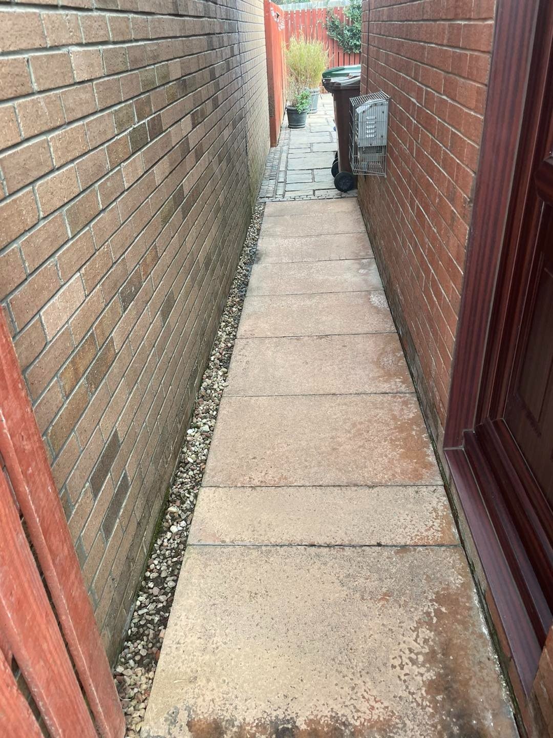 Concrete slab side path after non-pressure patio cleaning in Edinburgh