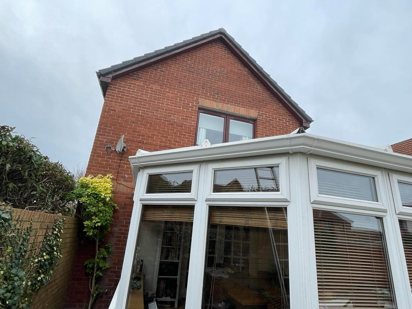 Clean white uPVC conservatory windows after window cleaning in East Lothian